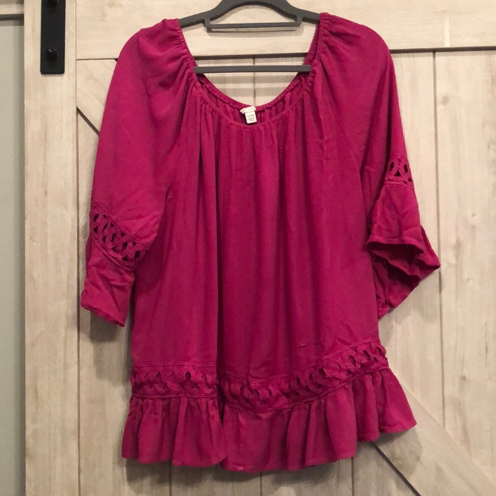 Magenta Pink Colored Rayon Blouse
